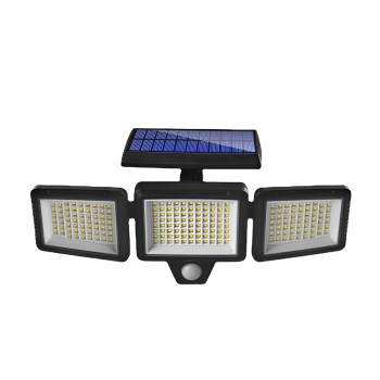 Solar Outdoor Lights 4000LM 210 Leds, Remote Control, 3 Adjustable Heads, Motion Sensor Lights, IP65 Waterproof, Black