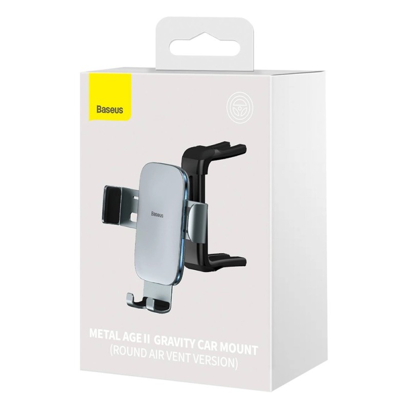 Baseus Car Holder Gravity Metal Age II Round Air Vent, Grey