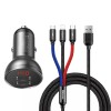 Baseus Car Charger 2xUSB Fast Charge 24W (with Cable 3 in 1), Black Suit Grey