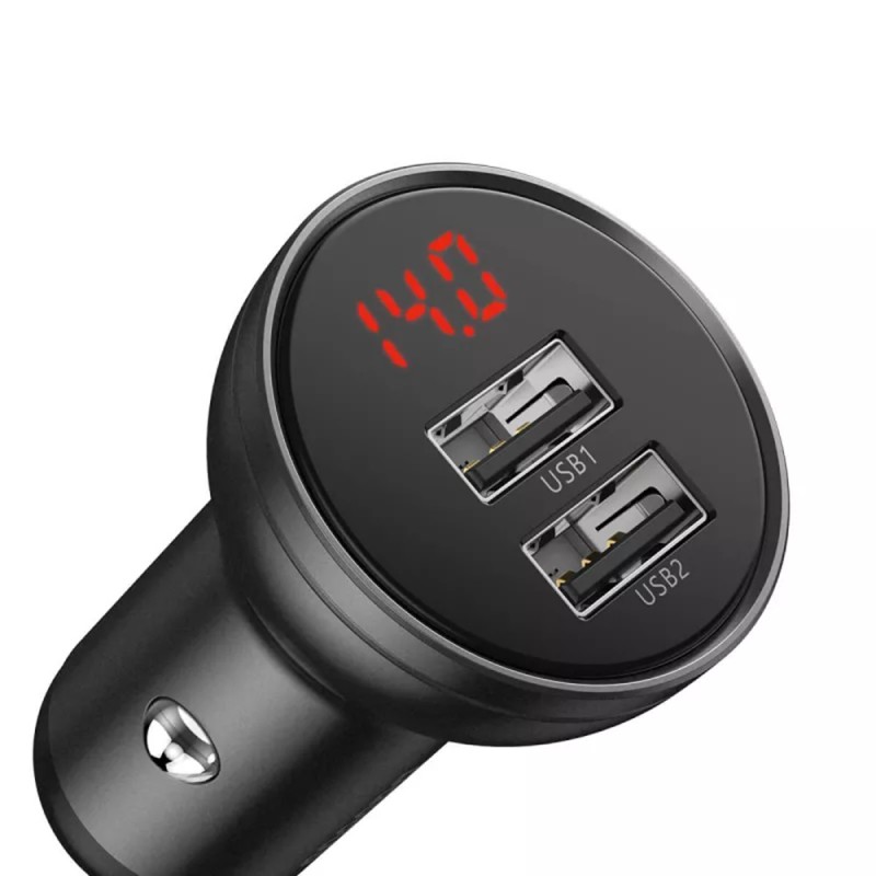 Baseus Car Charger 2xUSB Fast Charge 24W (with Cable 3 in 1), Black Suit Grey
