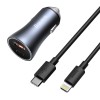 Baseus Car Charger USB/Type-C Dual Quick Charger 40W (With Baseus Cable Type-C to Lightning 1m), Gray