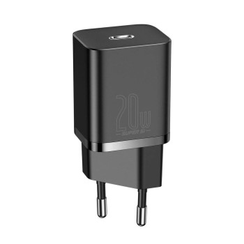 Baseus Super Si Quick Charger Type-C PD3.0 20W （With Baseus Cable Type-C to Lightning 1m）,Black
