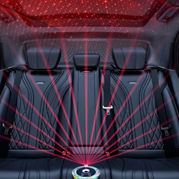 Ultrasonic Car Aroma Diffuser, Battery 500mAh/1,85WH, Bottle 50ml,Sound Activated Light, Black