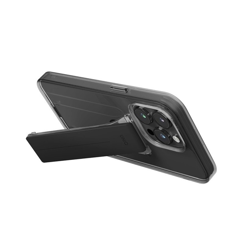 Uniq Case for iPhone 15 Pro Heldro Mount with Stand, Smoke