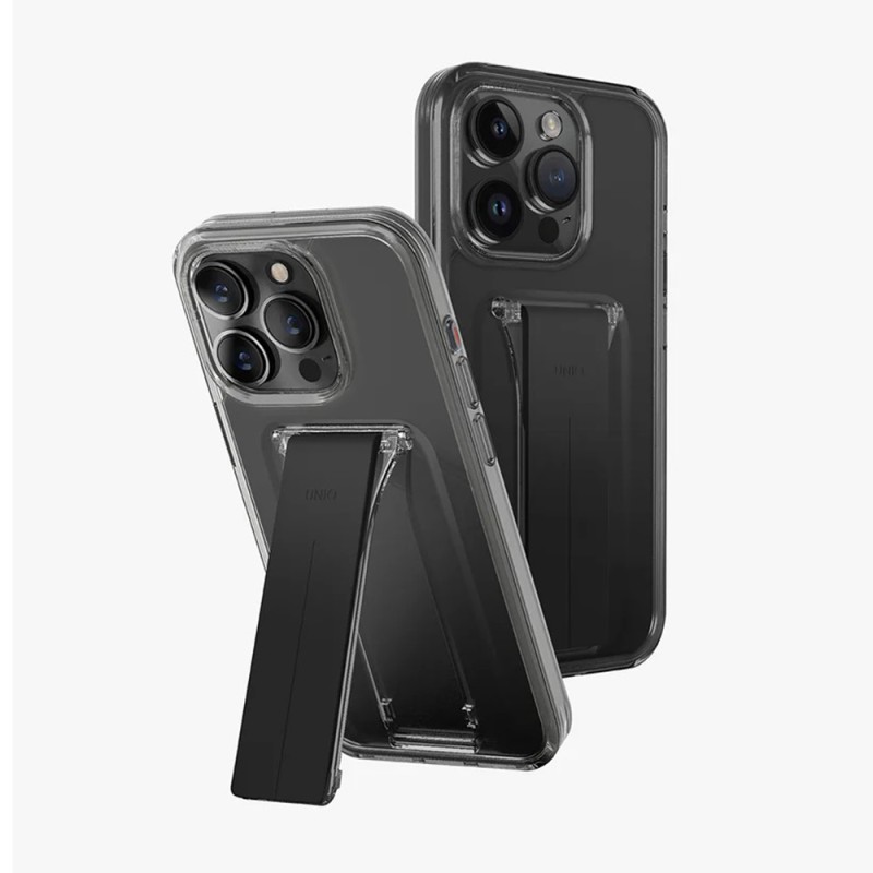 Uniq Case for iPhone 15 Pro Heldro Mount with Stand, Smoke