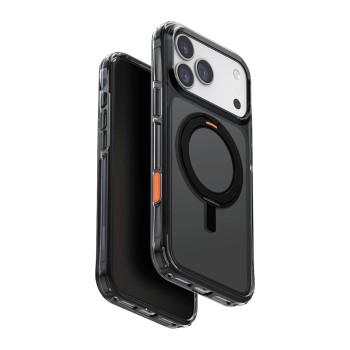 Uniq Case for iPhone 17 Pro Max (2025) 6.9 Hybrid Swivix with 360 Rotating Kickstand, Carbon Black
