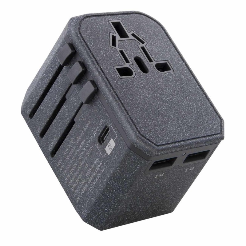 Uniq Tavel Adapter Charcoal 18W, Black