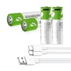 Rechargeable Li-ion USB-C batteries AA 1750mAh, 2pcs with 2in1 Type-C cable