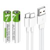 Rechargeable Li-ion USB-C batteries AAA 400mAh, 2pcs with 2in1 Type-C cable