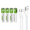 Rechargeable Li-ion USB-C batteries AAA 400mAh, 4pcs with 2in1 Type-C cable