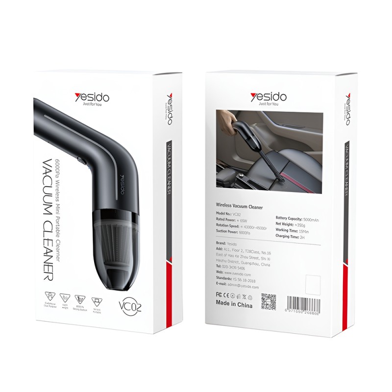 Yesido Car Vacuum Cleaner 6000PA VC02, Black
