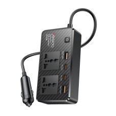 Yesido Car Inverter 12V 200W Max 1*AC220v 1*200W 2*USB-A 2*Type-C, Black