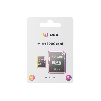 WOO MicroSD Card UHS-I (U1) (C10) + SD Adapter, Integra, 64 GB