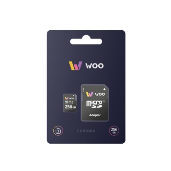 WOO MicroSD Card UHS-I (U3) (V30) + SD Adapter, Chroma, 256 GB