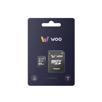 WOO MicroSD Card UHS-I (U3) (V30) + SD Adapter, Chroma, 64 GB