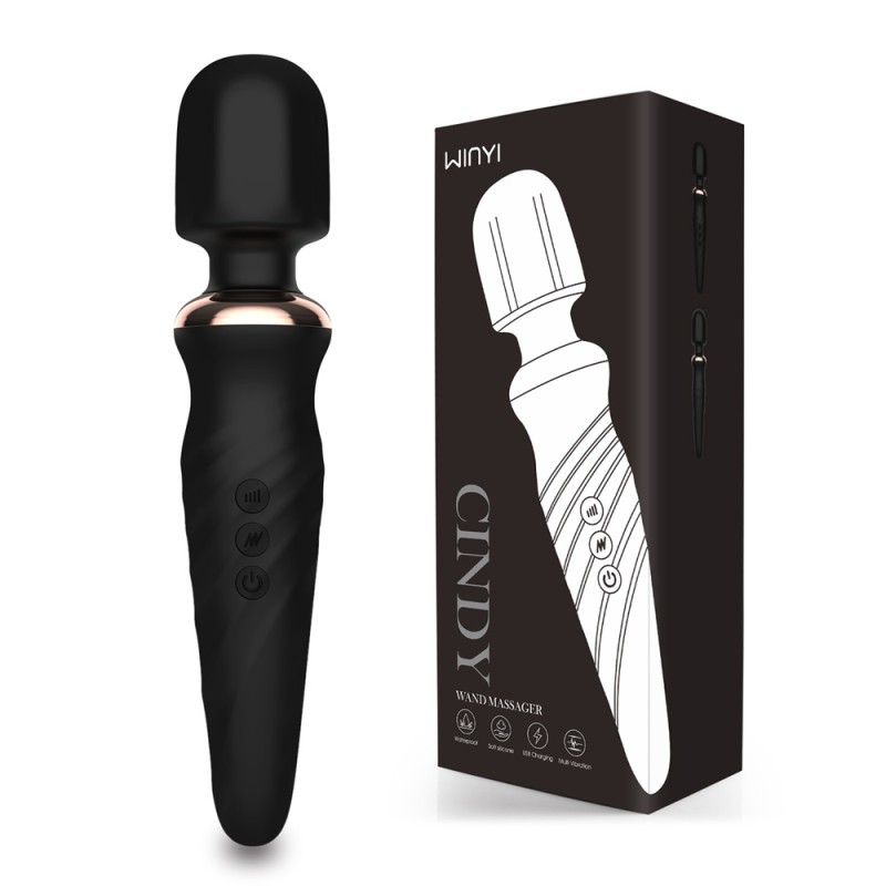 WINYI Cindy Wand Massager Vibration IPX6 5 Speed, Black