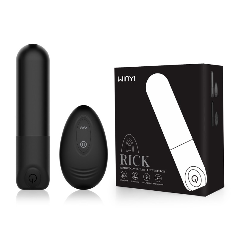 WINYI Rick Bullet Vibrator+Remote Control IPX6 10 Mode Vibration, Black
