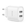 Yesido Wall Charger 2*USB-A 24W Max YC72, White