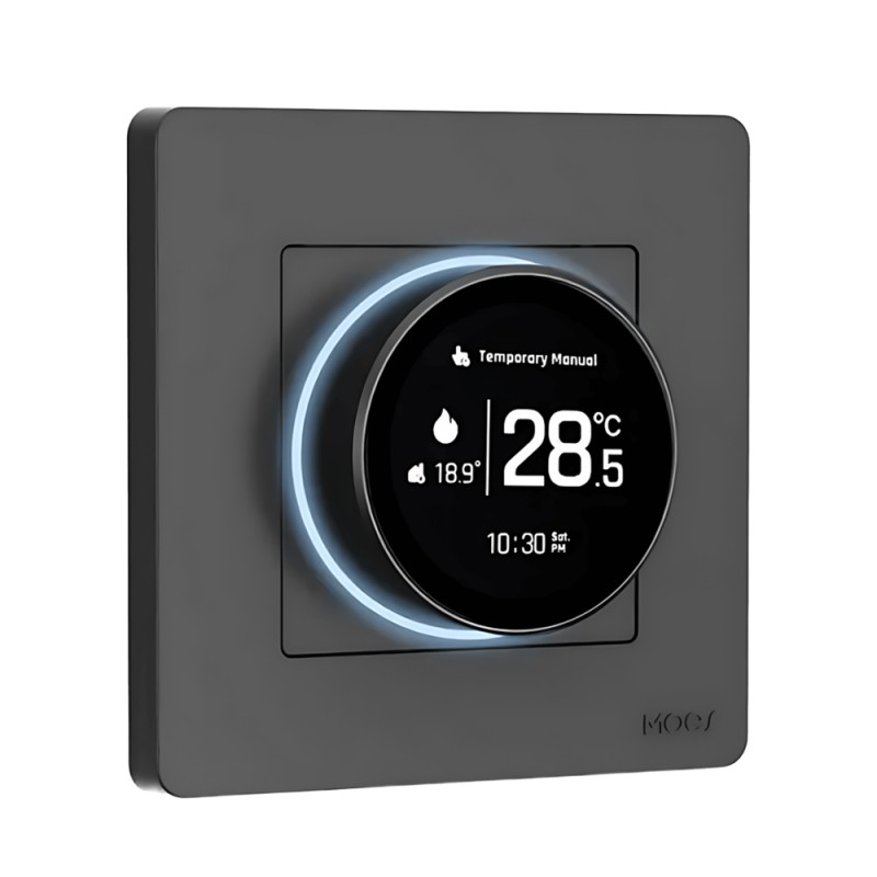 Moes ZigBee Star Ring Smart Thermostat Temperature Controller Electric Floor Heating 16A, Grey