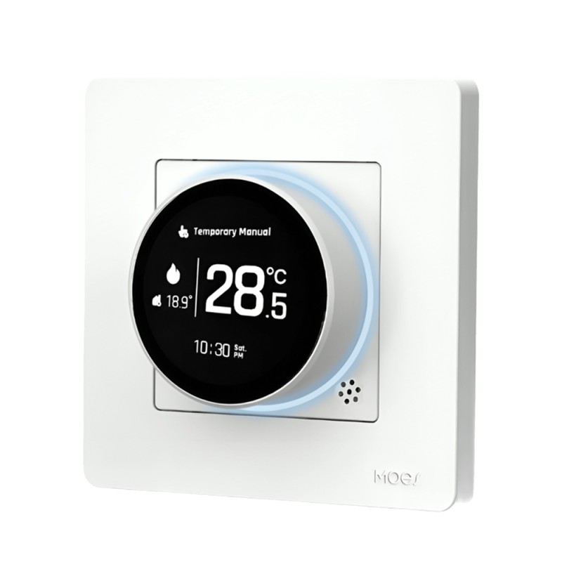 Moes ZigBee Star Ring Smart Thermostat Temperature Controller Water/Gas Boiler 5A, White