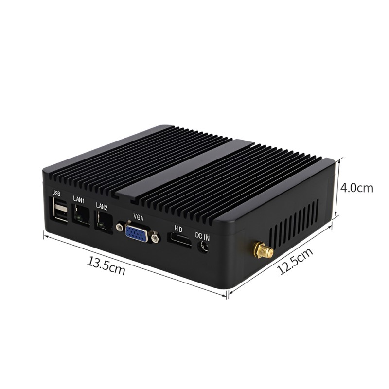 Mini Industrial PC, Celeron N2830 8GB RAM 256GB SSD, Dual Gigabit LAN, 2x COM ports, 6x USB ports, VGA + HDMI, WiFi