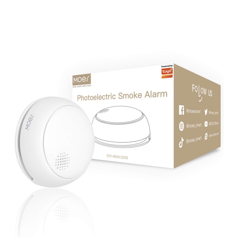 Moes Zigbee Smart Smoke Detector Fire 85dB Sound Alarm Siren Sensor CR123A