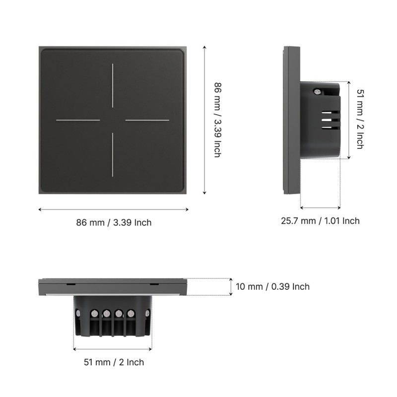 Moes Zigbee Star Feather Smart Push Button Switch 2 Gang (Neutral Wire), White