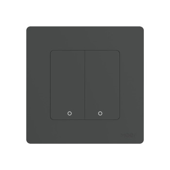 Moes Zigbee Star Ring Smart Push Button Switch 2 Gang (Neutral Optional), Grey