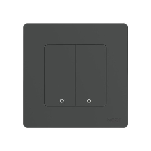 Moes Zigbee Star Ring Smart Push Button Switch 2 Gang (Neutral Optional), Grey