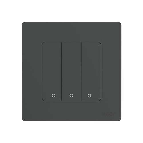Moes Zigbee Star Ring Smart Push Button Switch 3 Gang (Neutral Optional), Grey