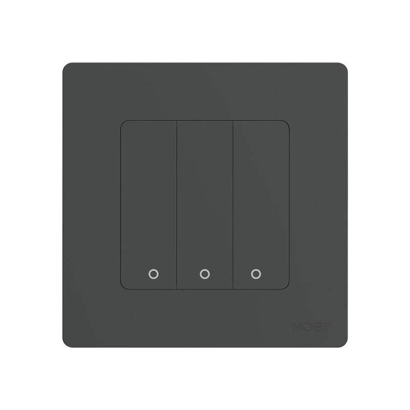 Moes Zigbee Star Ring Smart Push Button Switch 3 Gang (Neutral Optional), Grey