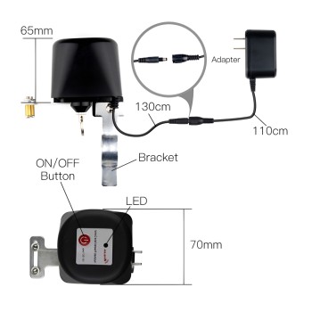 Moes Zigbee Smart Water and Gas Valve with Eu Power Adapter, black