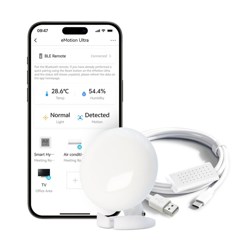 LinknLink Multi-Function Radar Presence Sensor eMotion Ultra 60GHz, Brightness Sensor, TH Sensor (MQTT)